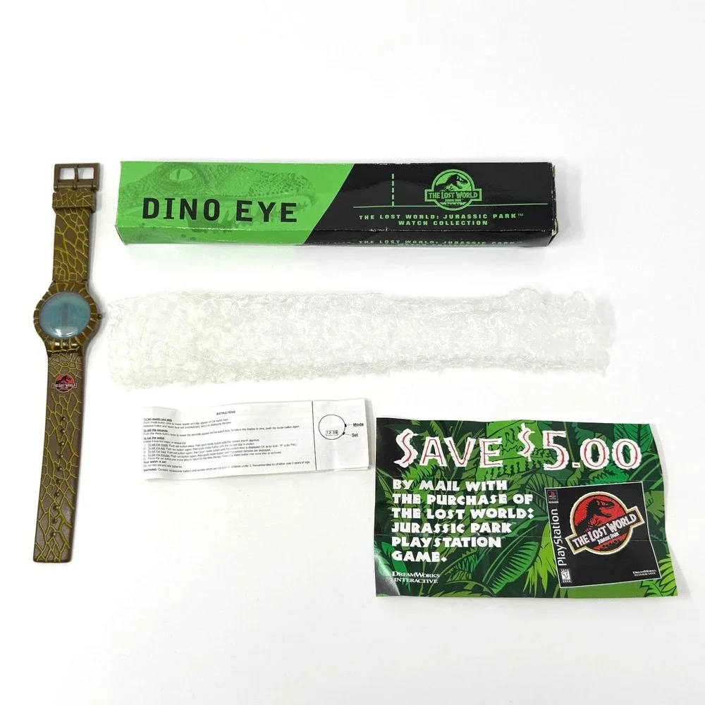 1997 Burger King Jurassic Park Lost World Watch Lot Dino Eye 3-D Stego Boxed